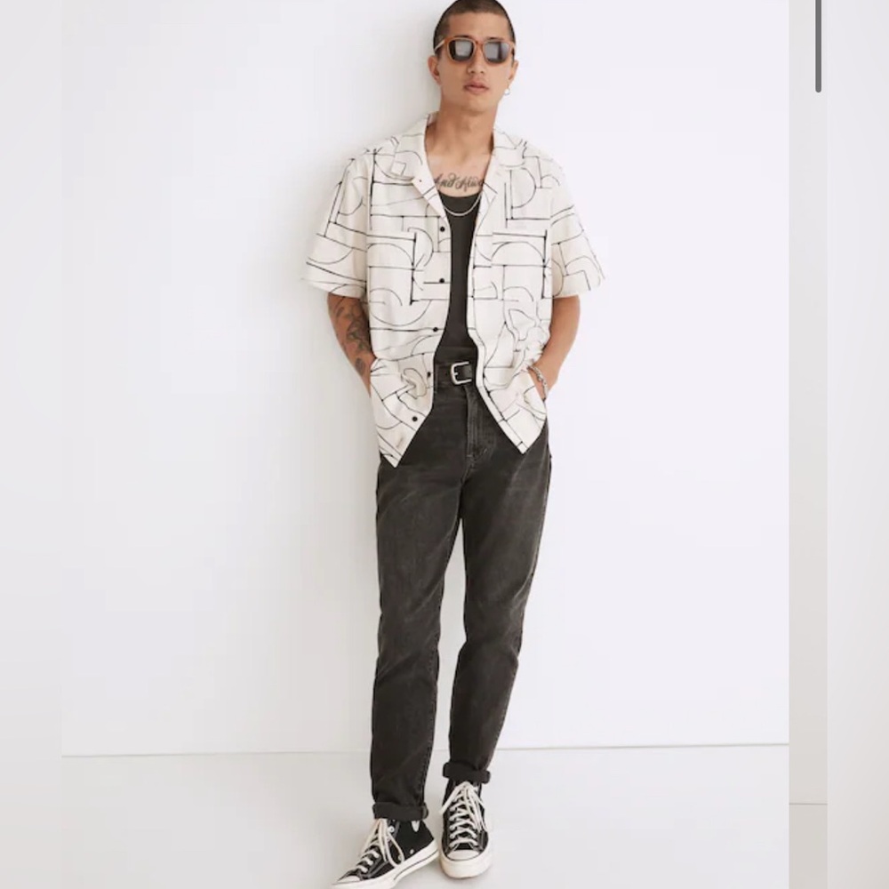 Madewell Crinkle Cotton Easy Short-Sleeve Shirt Size Small